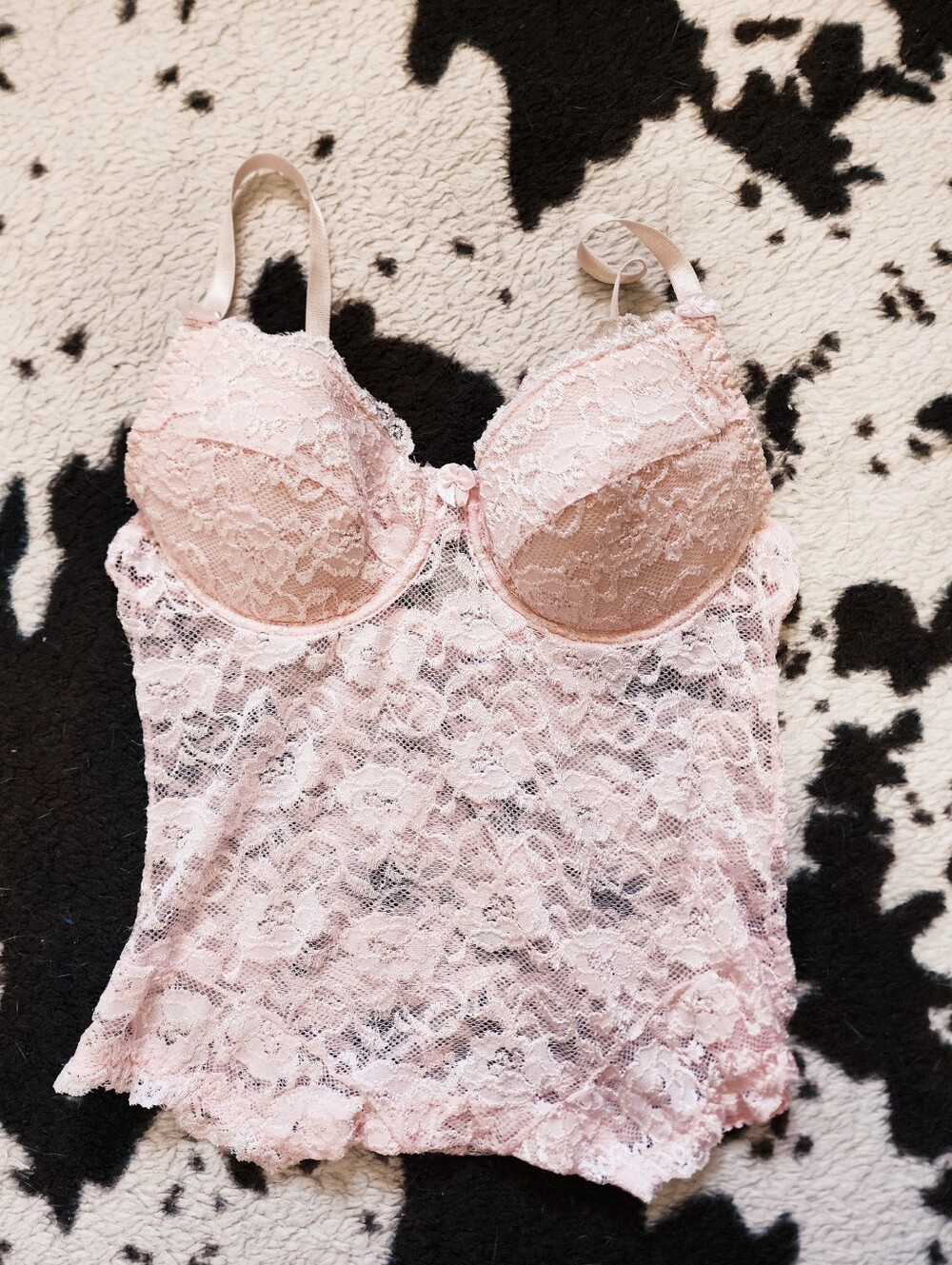 WOMEN'S 80'S LACE TANK BRA - PINK FLORAL